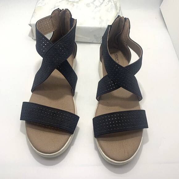 Adam Tucker Me Too Womens Rally Black Strappy Sandals 7 Medium - Picture 3 of 9